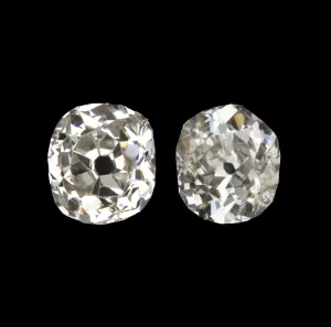 0.69ct OLD MINE CUT DIAMOND STUD EARRINGS I VS2-SI3 ANTIQUE PAIR LOOSE NATURAL