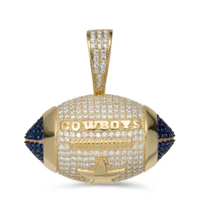 1 3/8" CZ Dallas Cowboys Football Pendant 10K Yellow Gold