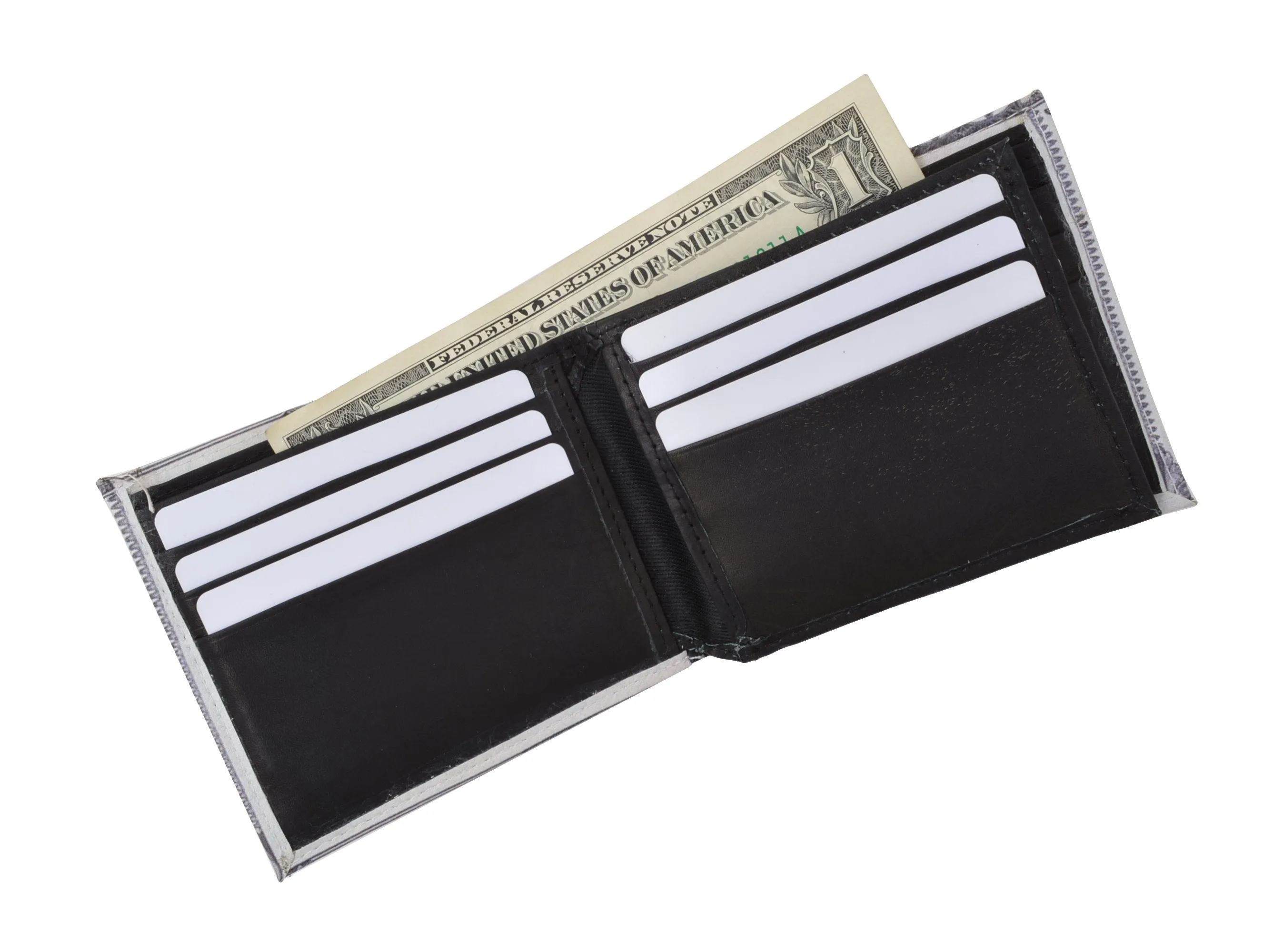 $100 Dollar Bill Men's Genuine Leather Bifold Multi Card ID Center Flap Wallet 1246-16