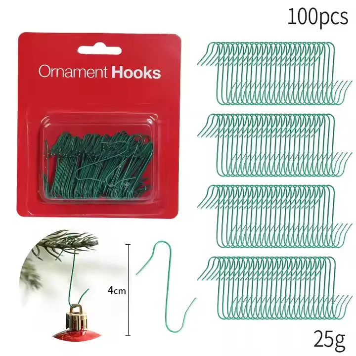 100pcs 4cm Ornament Hooks Green