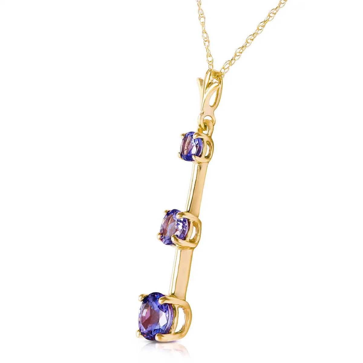 1.25 Carat 14K Solid Yellow Gold Evening Of Poetry Tanzanite Necklace