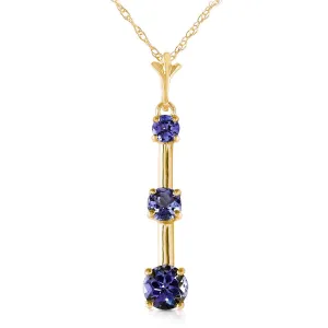 1.25 Carat 14K Solid Yellow Gold Evening Of Poetry Tanzanite Necklace