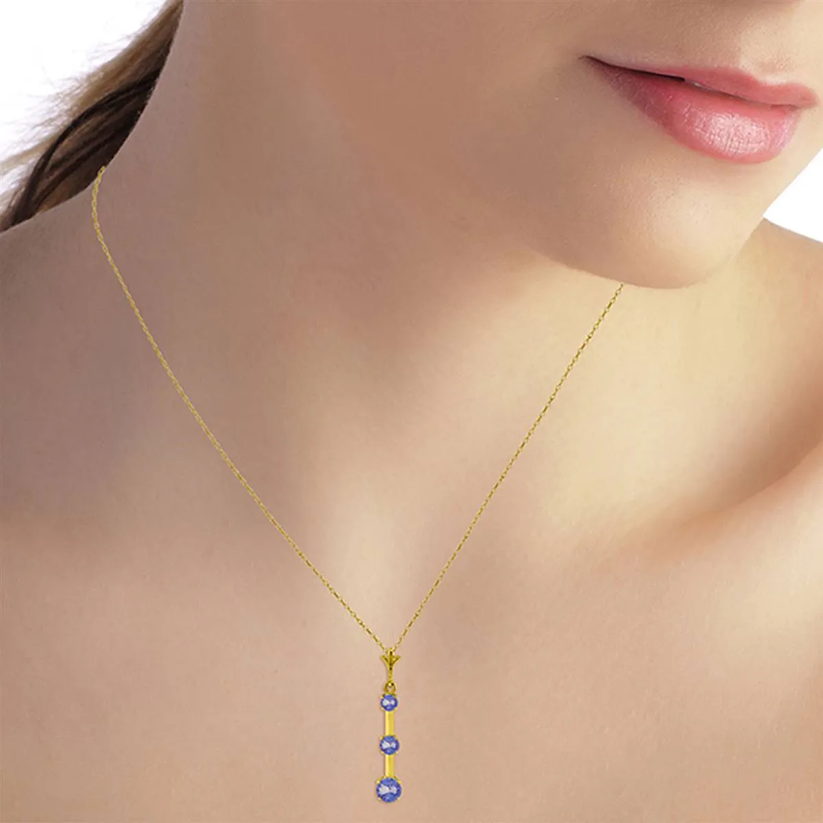 1.25 Carat 14K Solid Yellow Gold Evening Of Poetry Tanzanite Necklace