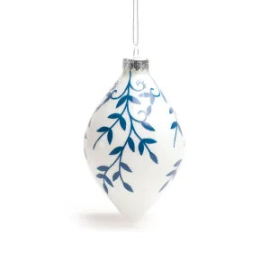 12cm White Blue Double Tips Glass Ornament OGS031