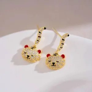 14K Gold-plated Gorgeous Tiger Earrings