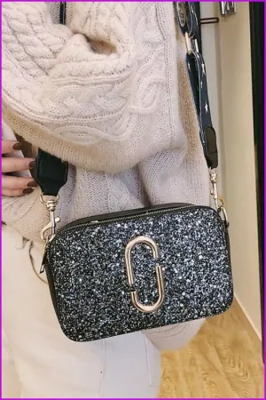 3 Colors Ladies Sequin Square Cross Body Bag