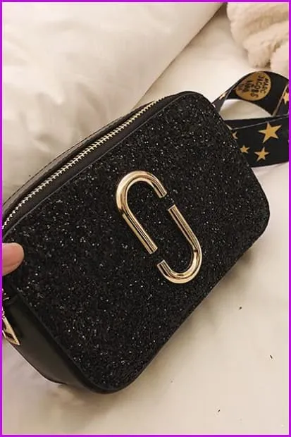 3 Colors Ladies Sequin Square Cross Body Bag