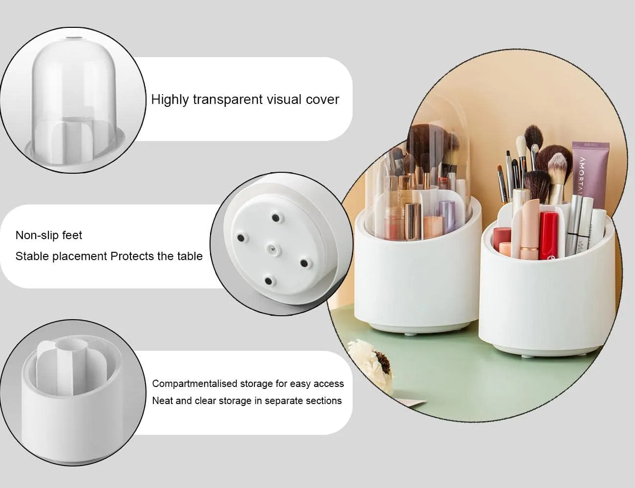 360° Rotating Base Makeup Brush Holder