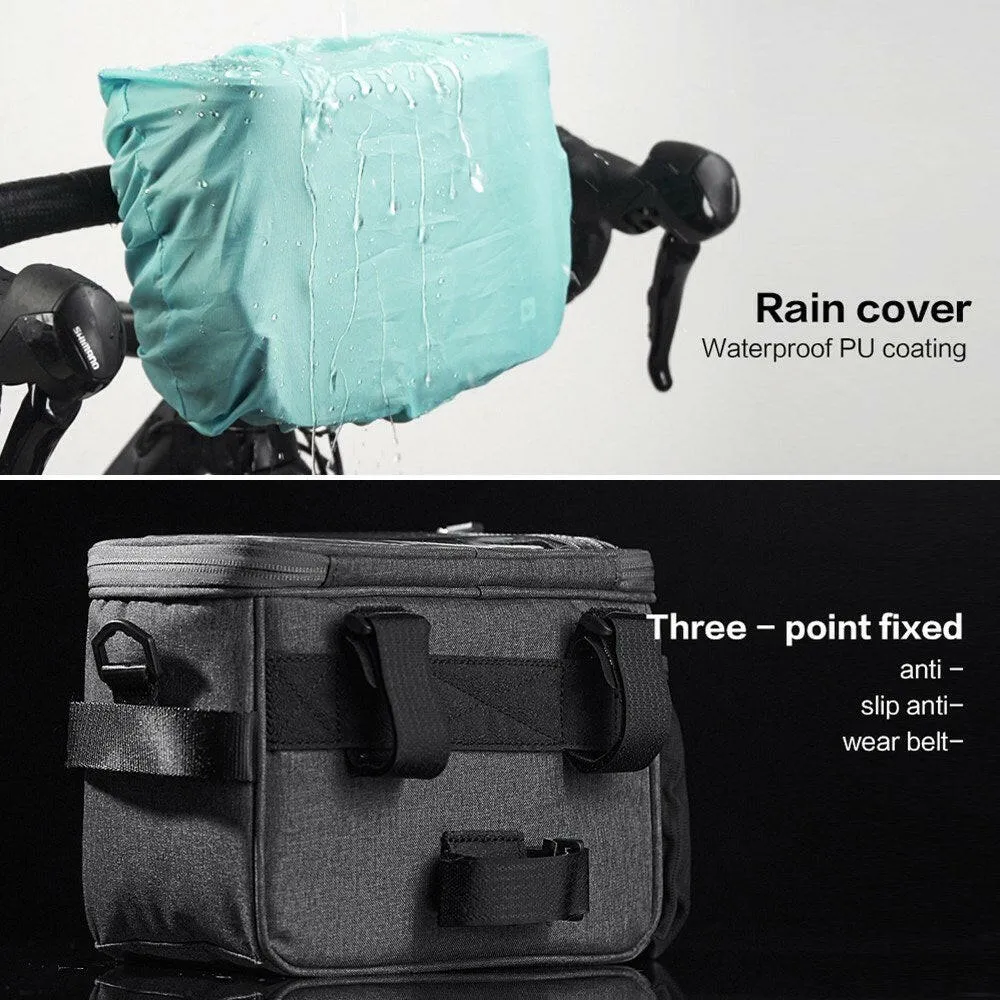 4.5L Bike Handlebar Bag Waterproof Cycling Bicycle Handle Bar Front Bag Basket Shoulder Bag with Rain Cover