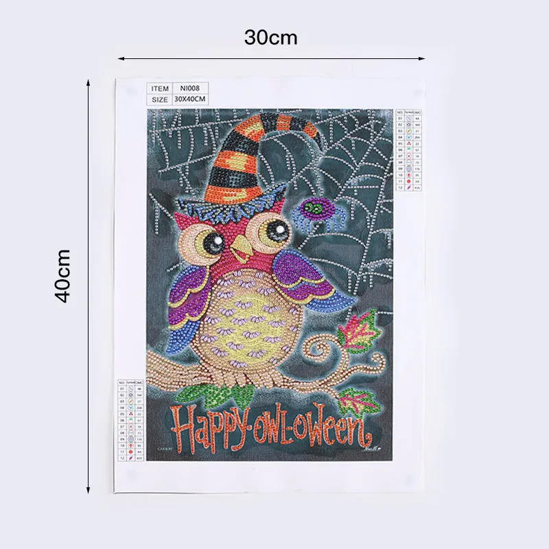 5D DIY  Special-Shaped Diamond-birthday Owl 30*40cm