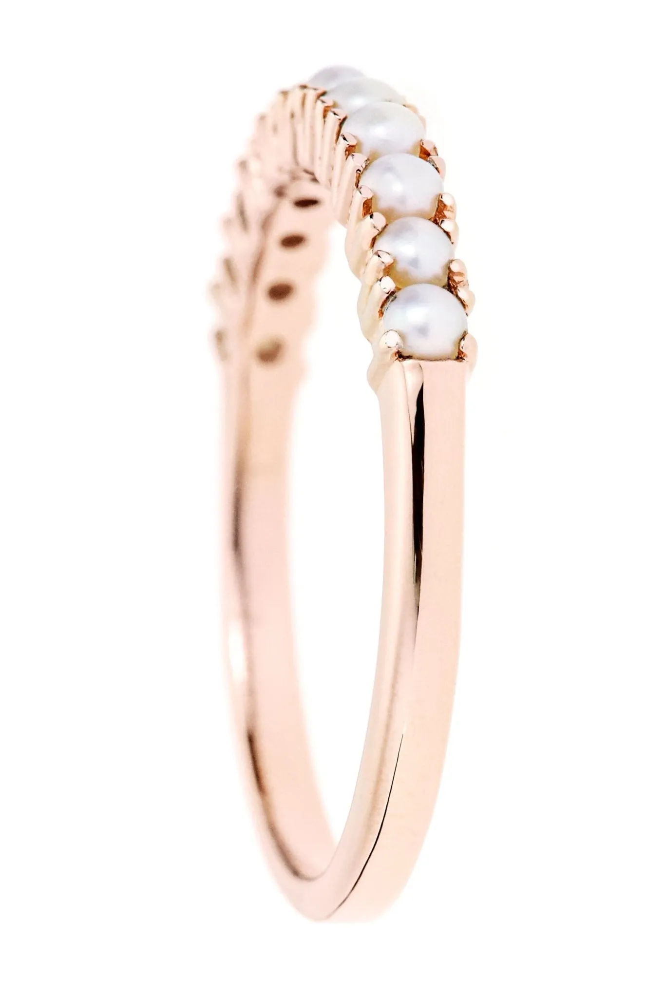 9ct Rose Gold Freshwater Pearl Half Eternity Ring