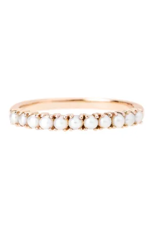 9ct Rose Gold Freshwater Pearl Half Eternity Ring