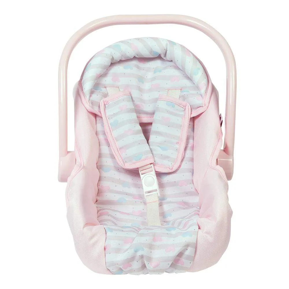 Adora Baby Doll Car Seat Carrier - Pastel Pink Hearts