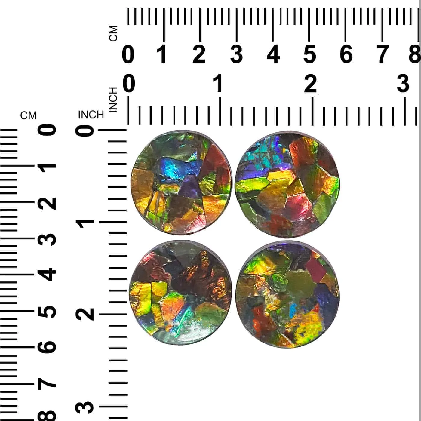 Ammolite Large Round Cabochons 30mm - 4 pieces