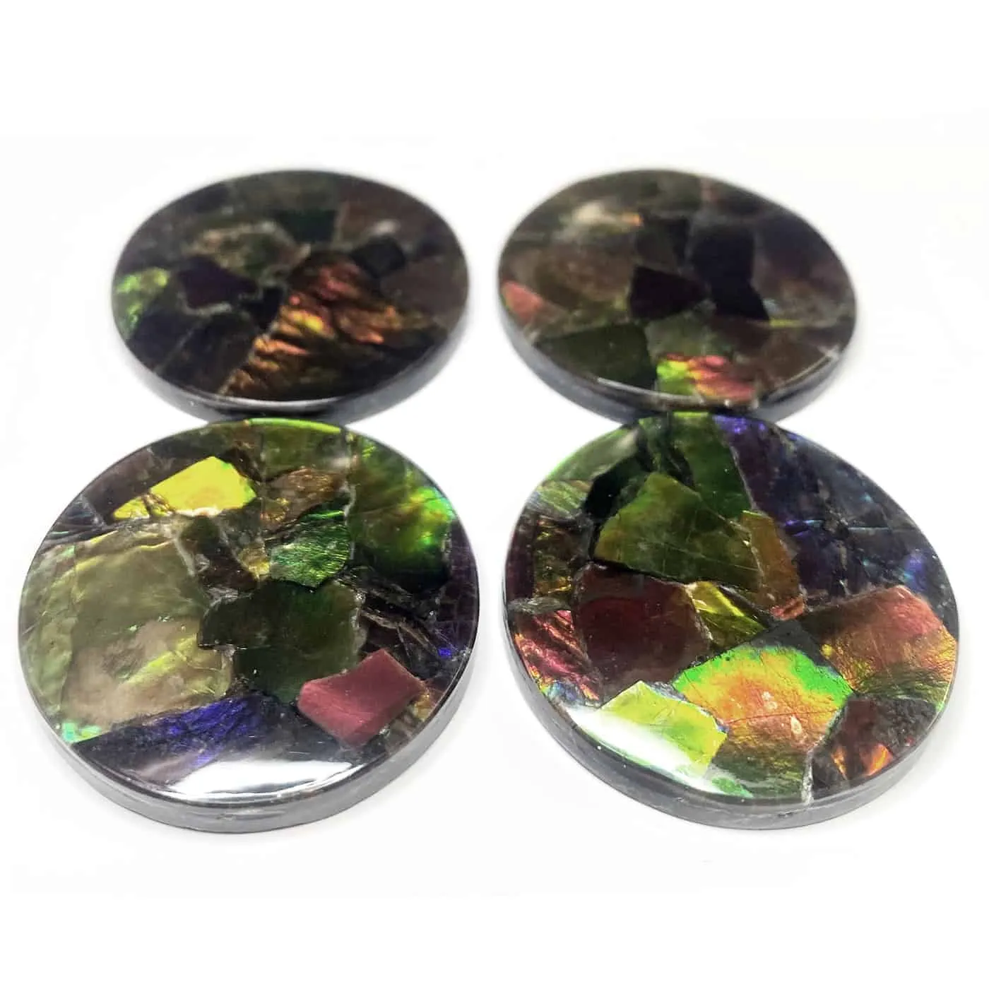 Ammolite Large Round Cabochons 30mm - 4 pieces