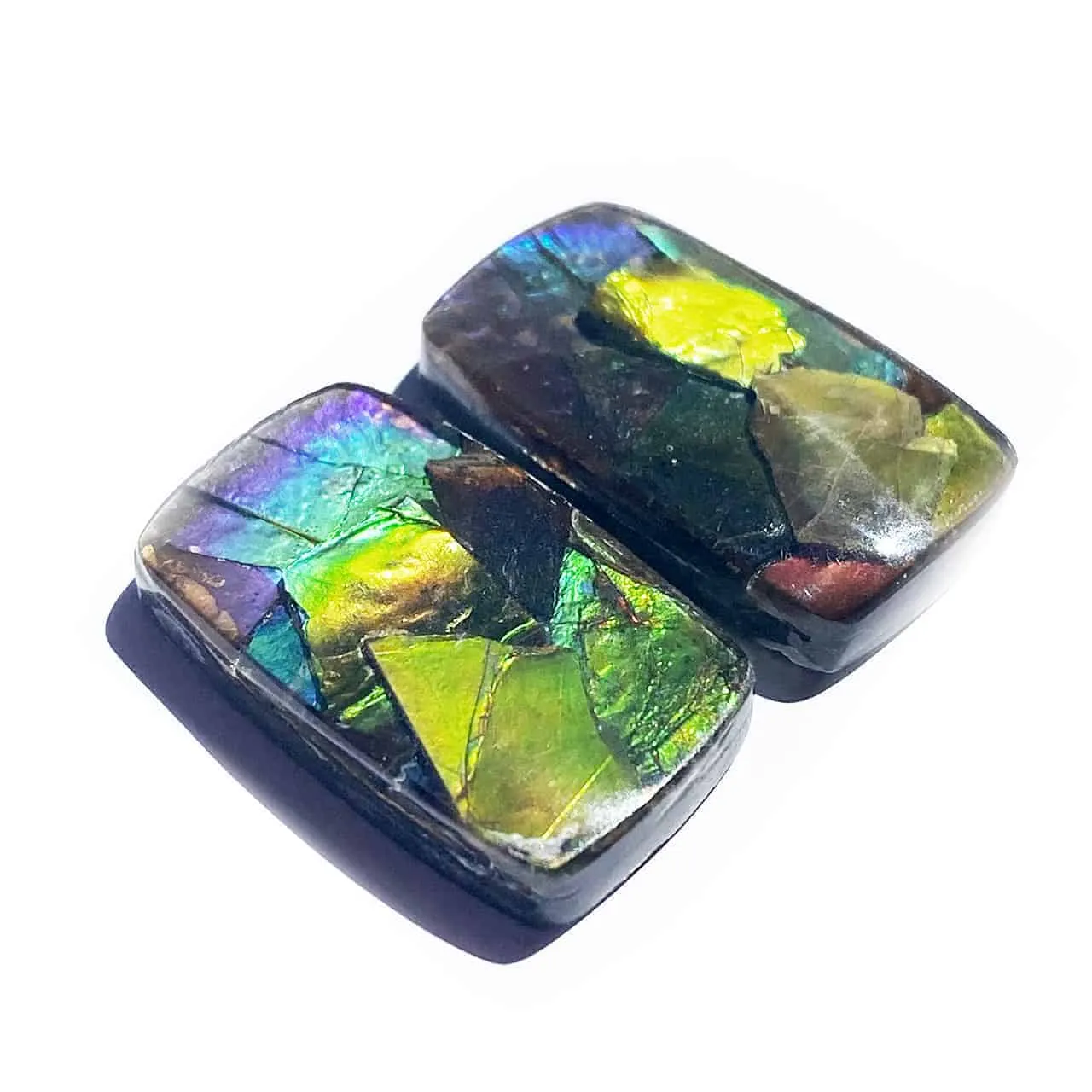 Ammolite Rectangle Cabochons 24mm - 1 pair