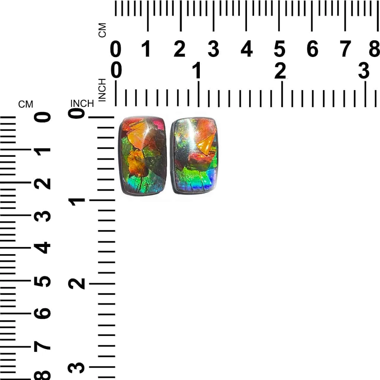 Ammolite Rectangle Cabochons 24mm - 1 pair