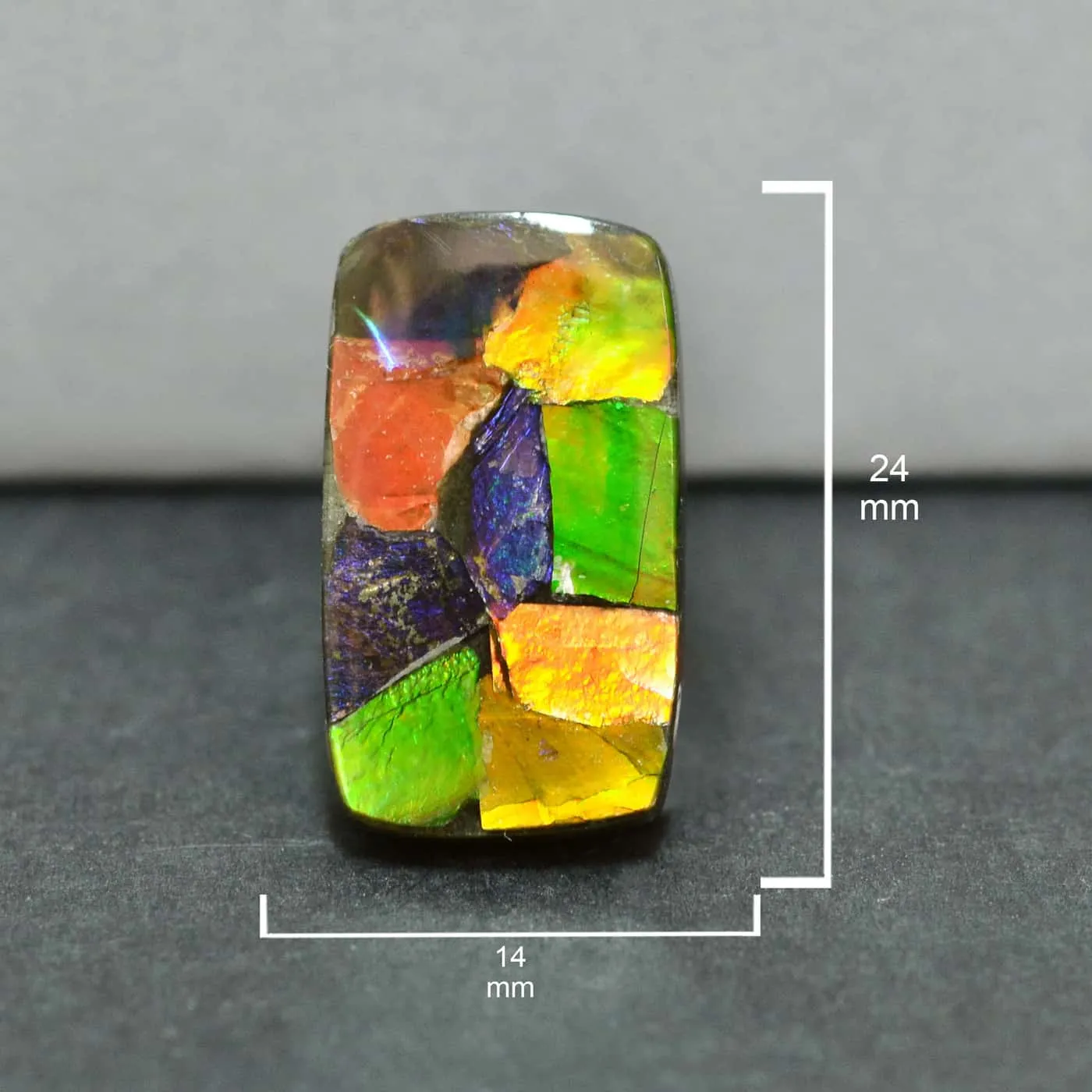 Ammolite Rectangle Cushion Cabochon 24mm - 1 piece