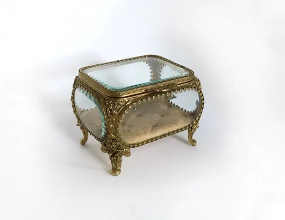 Antique Tuft Ormolu Filigree Jewelry Box