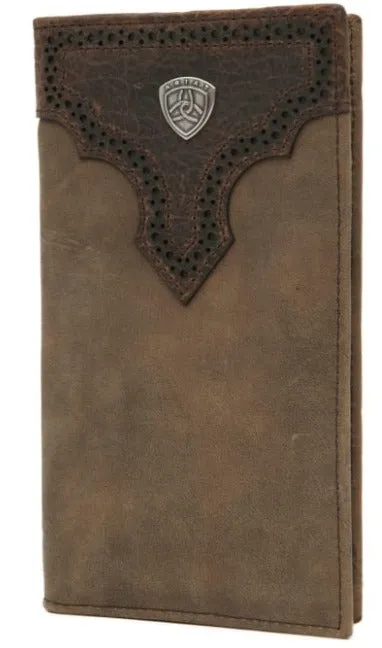 ARAIT Distressed Brown w/ Dark Brown Perforated Overlay Rodeo Wallet