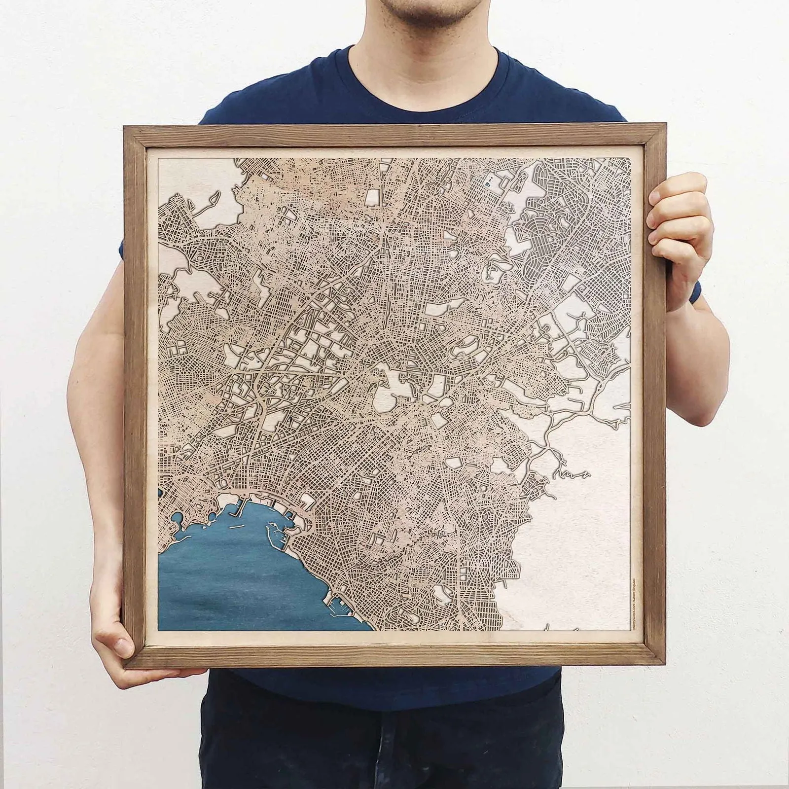 Athens Wooden Map