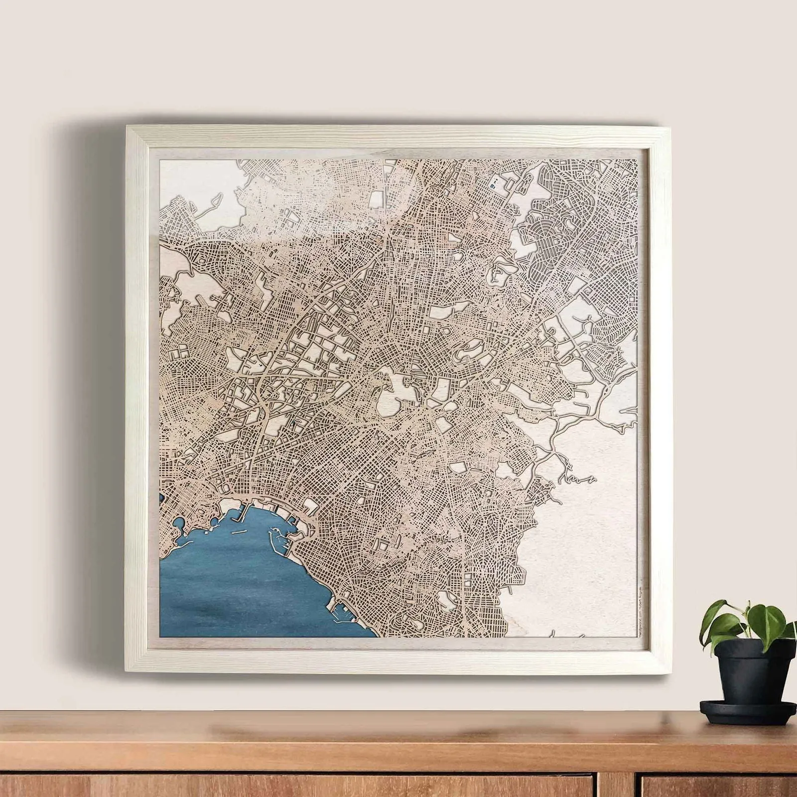 Athens Wooden Map