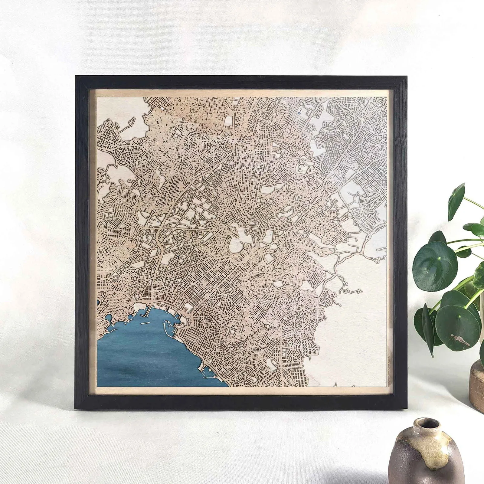 Athens Wooden Map