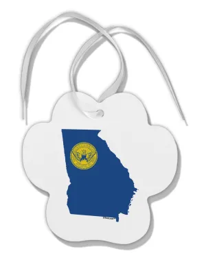 Atlanta Georgia Flag Paw Print Shaped Ornament