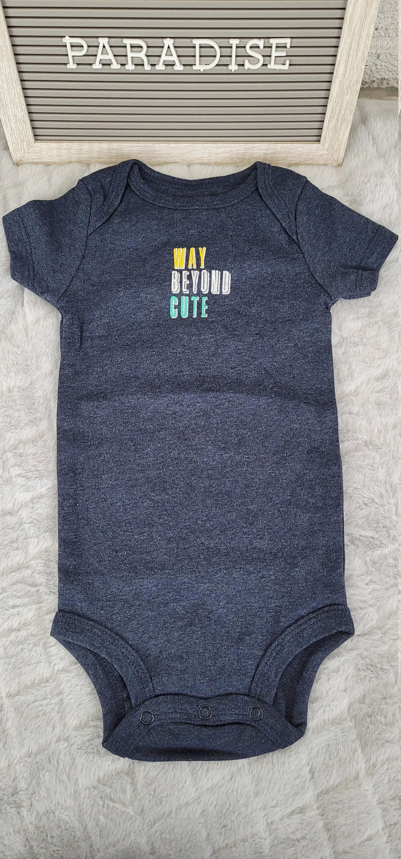 Baby Boy Onesie, Way Beyond Cute Design Onesie, Blue Onesie, 6 month Baby Boy Onesie