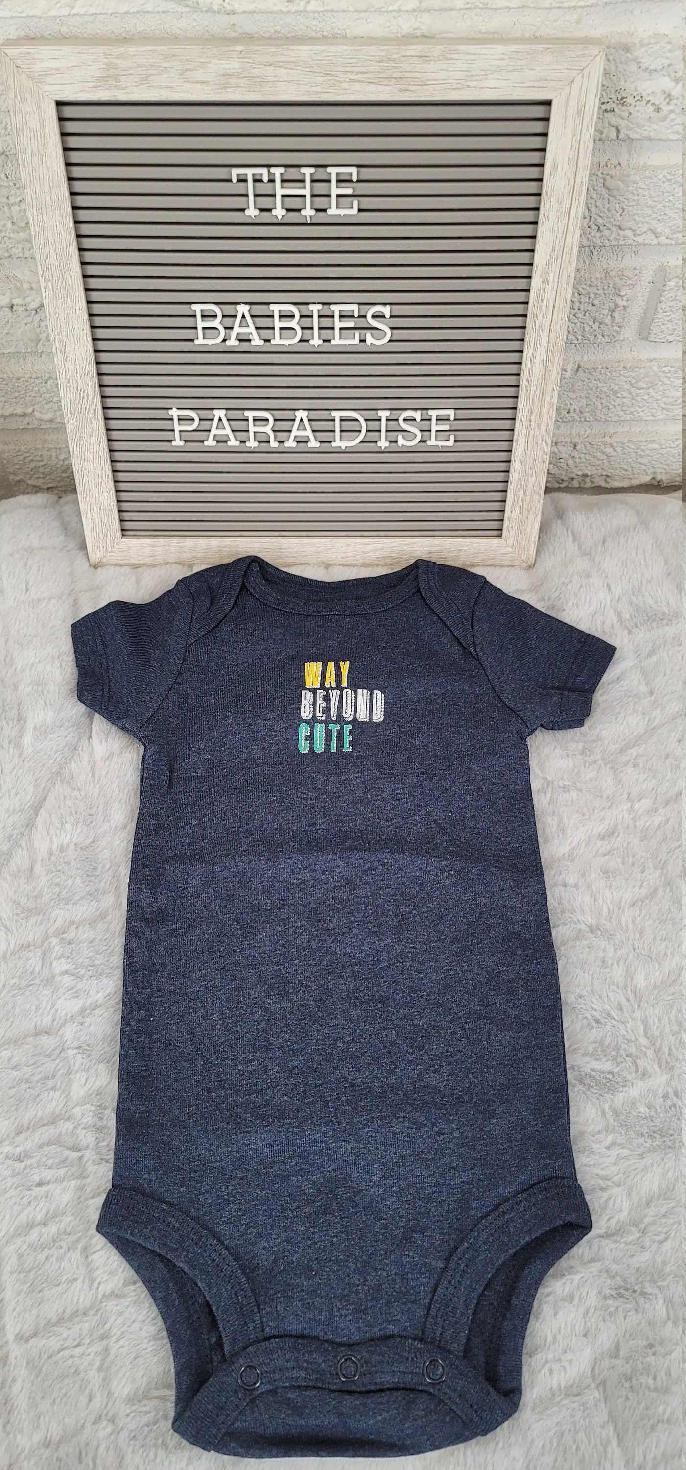 Baby Boy Onesie, Way Beyond Cute Design Onesie, Blue Onesie, 6 month Baby Boy Onesie