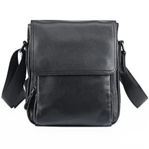 BADASS Black LEATHER MENS Small VERTICAL SHOULDER BAG SIDE BAG COURIER BAG MESSENGER BAG FOR MEN