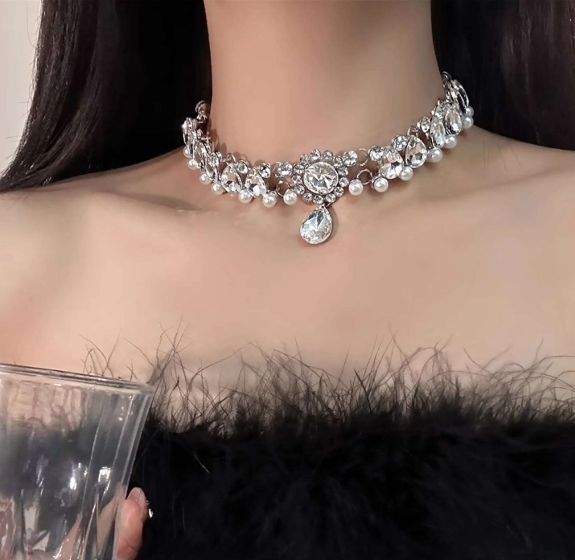 Baroque Style Luxury Pearl Zircon Jewelry Necklace