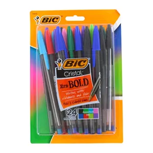 Bic Cristal Xtra Bold Point 1.6 Mm Pens, Assorted Inks, 24-pack