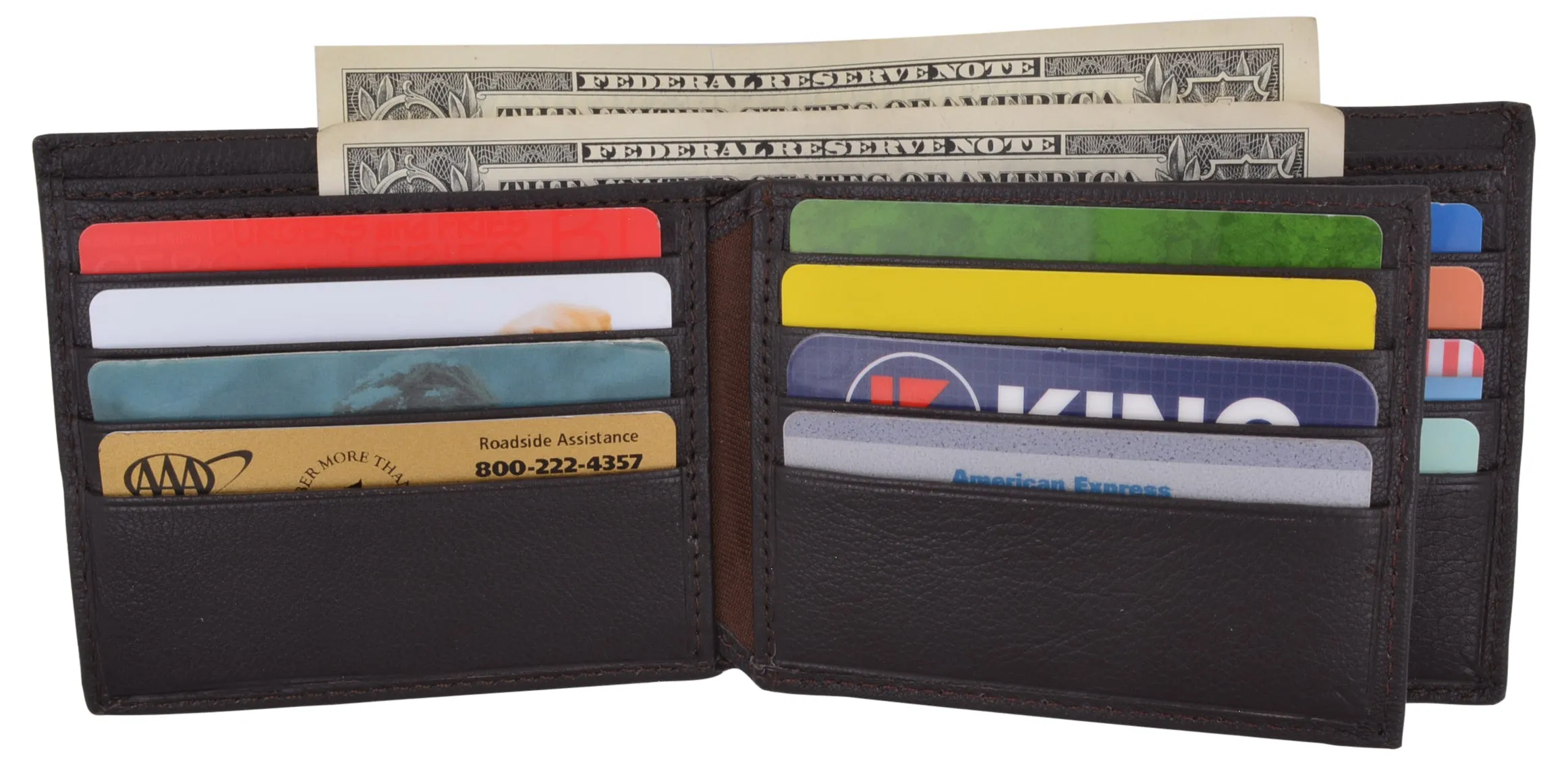 Bifold Men's RFID Security Blocking Leather Extra Capacity Credit Card ID Wallet