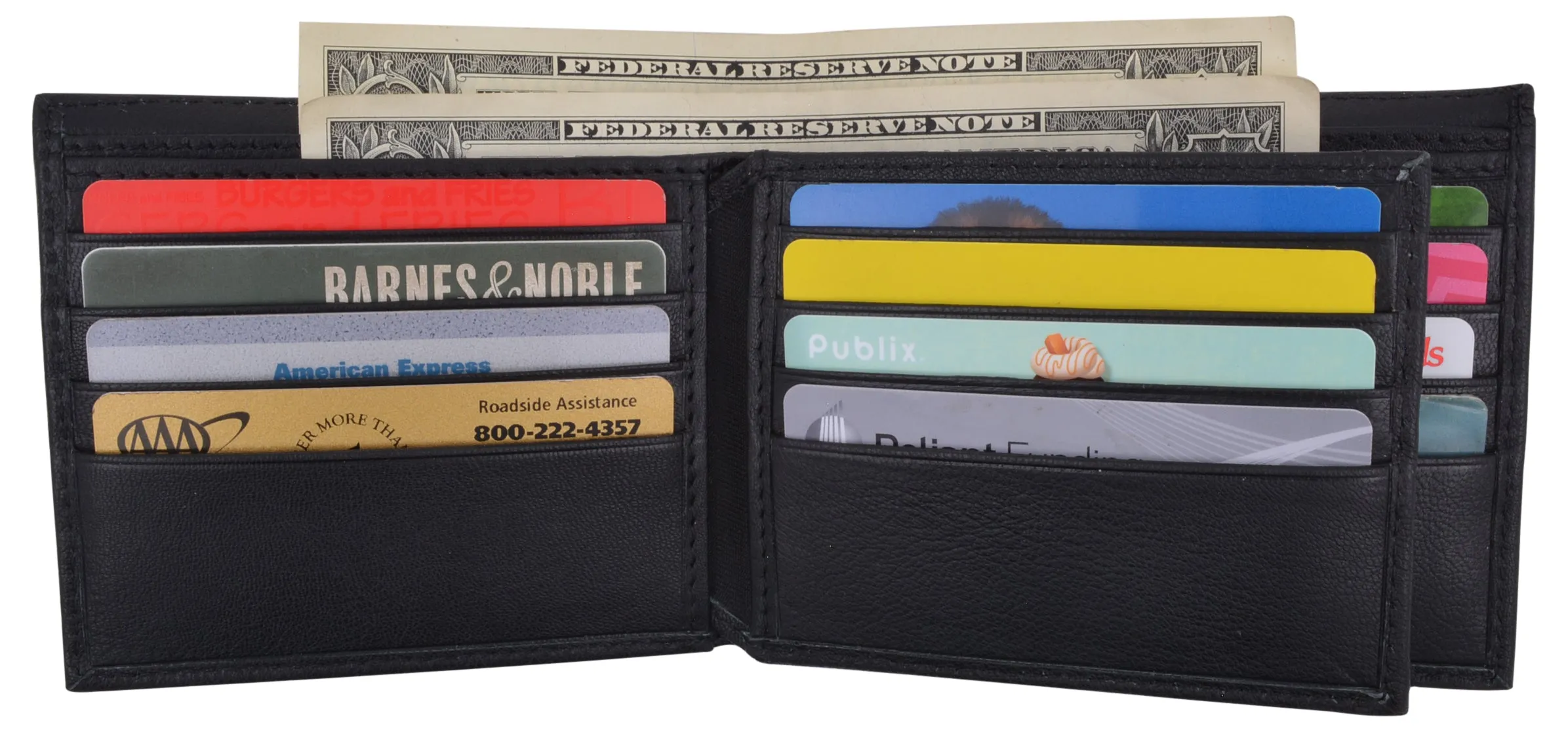 Bifold Men's RFID Security Blocking Leather Extra Capacity Credit Card ID Wallet