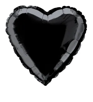 Black Heart Foil Balloon - 45cm