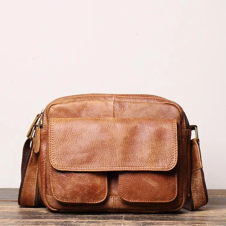 Black LEATHER MEN'S Small Side bag Brown Side Bag MESSENGER BAG Brown Courier Bag FOR MEN