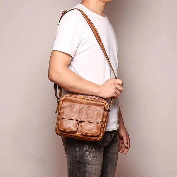 Black LEATHER MEN'S Small Side bag Brown Side Bag MESSENGER BAG Brown Courier Bag FOR MEN