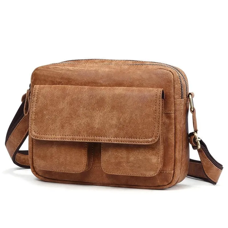 Black LEATHER MEN'S Small Side bag Brown Side Bag MESSENGER BAG Brown Courier Bag FOR MEN