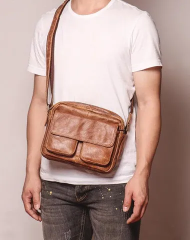 Black LEATHER MEN'S Small Side bag Brown Side Bag MESSENGER BAG Brown Courier Bag FOR MEN