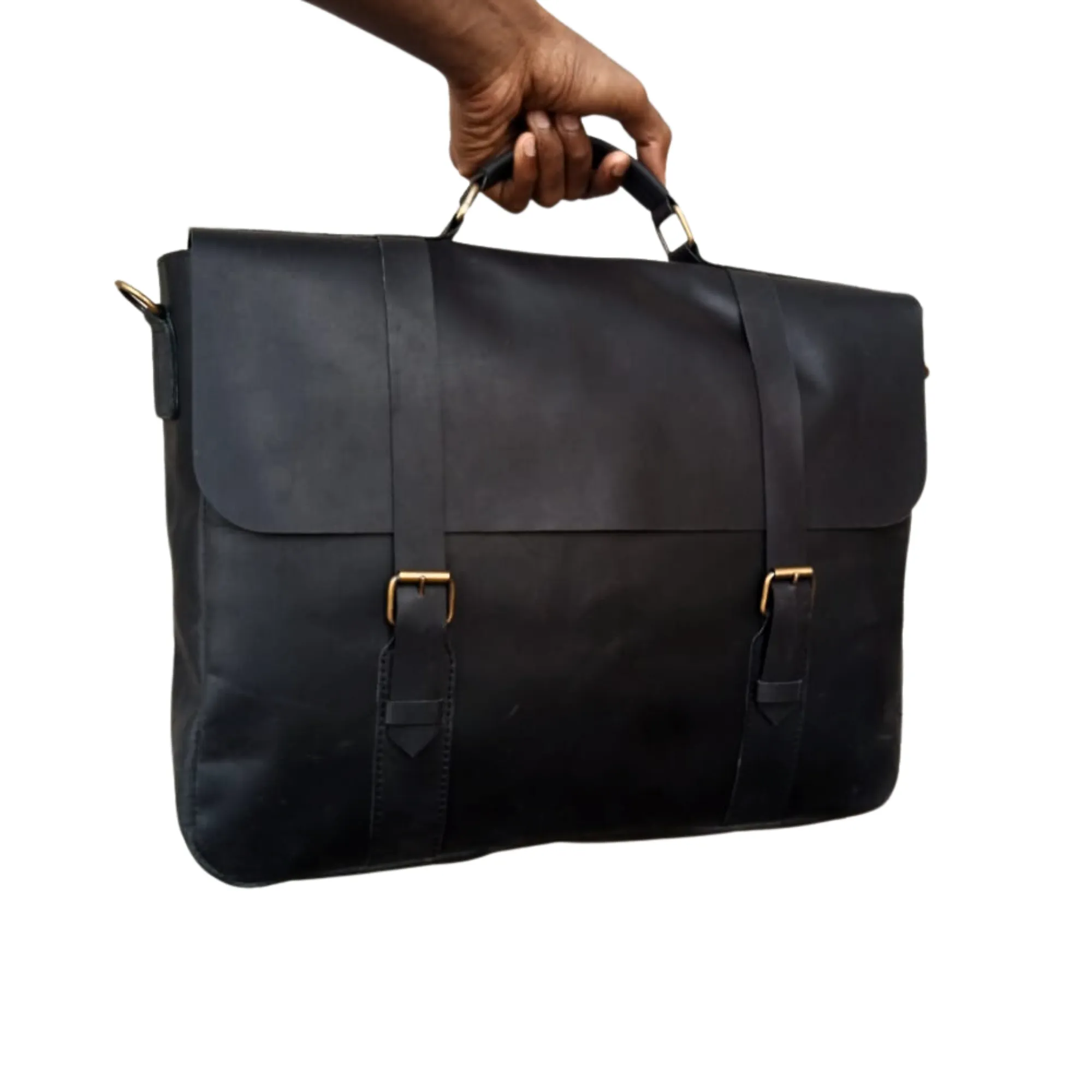 Black Leather Messenger Bag 15 and 16 inch Laptop Bag