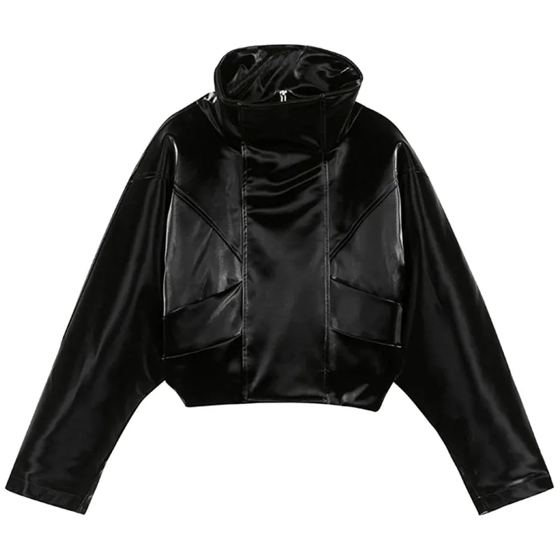 Black Reflective Stylish Pu Leather Jacket