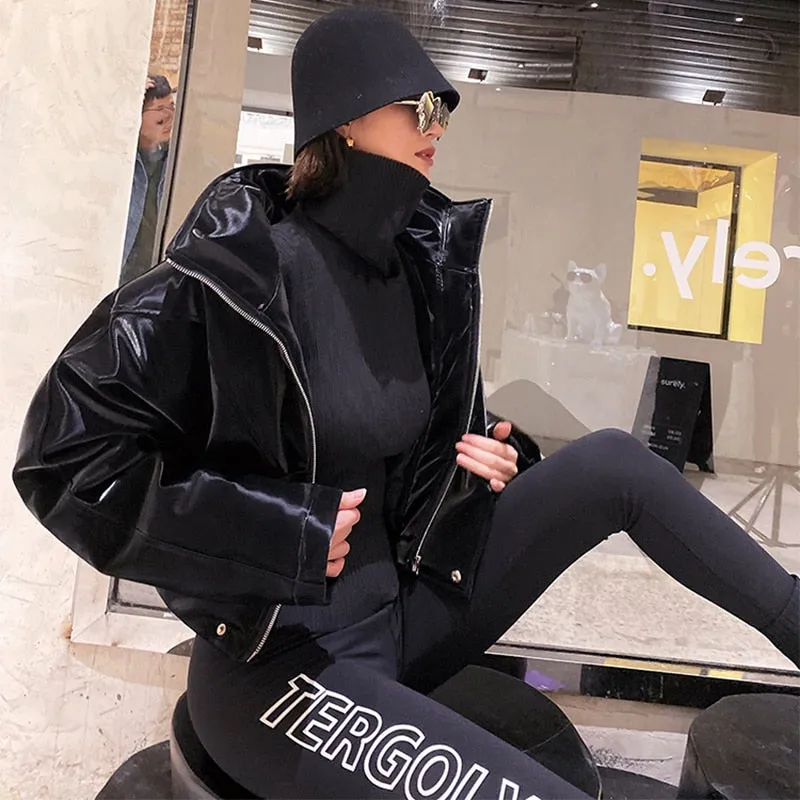 Black Reflective Stylish Pu Leather Jacket