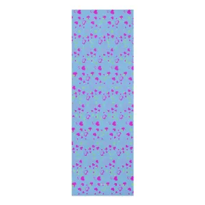 Blue Hearts Foam Yoga Mat, Pink and Pastel Blue Hearts Pattern Best Lightweight 0.25" thick Mat - Printed in USA (Size: 24″x72")