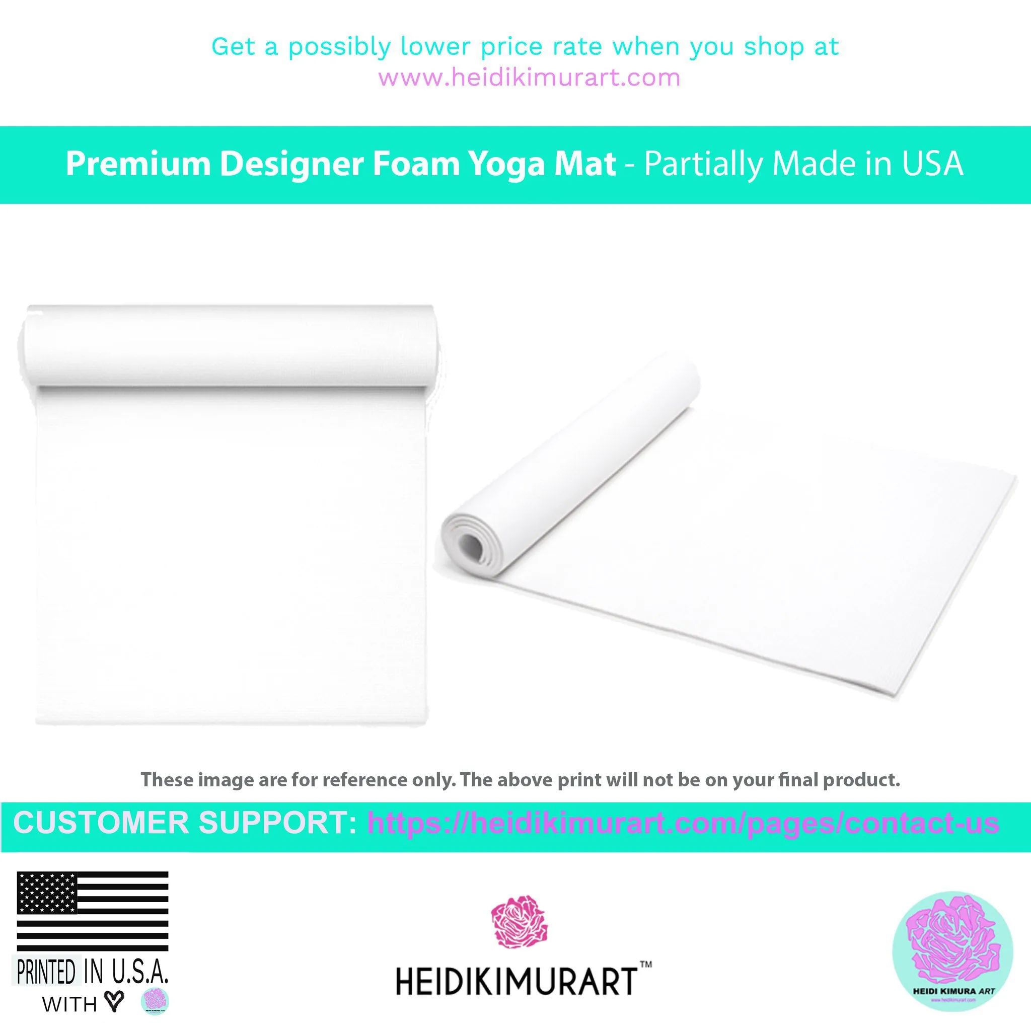 Blue Hearts Foam Yoga Mat, Pink and Pastel Blue Hearts Pattern Best Lightweight 0.25" thick Mat - Printed in USA (Size: 24″x72")