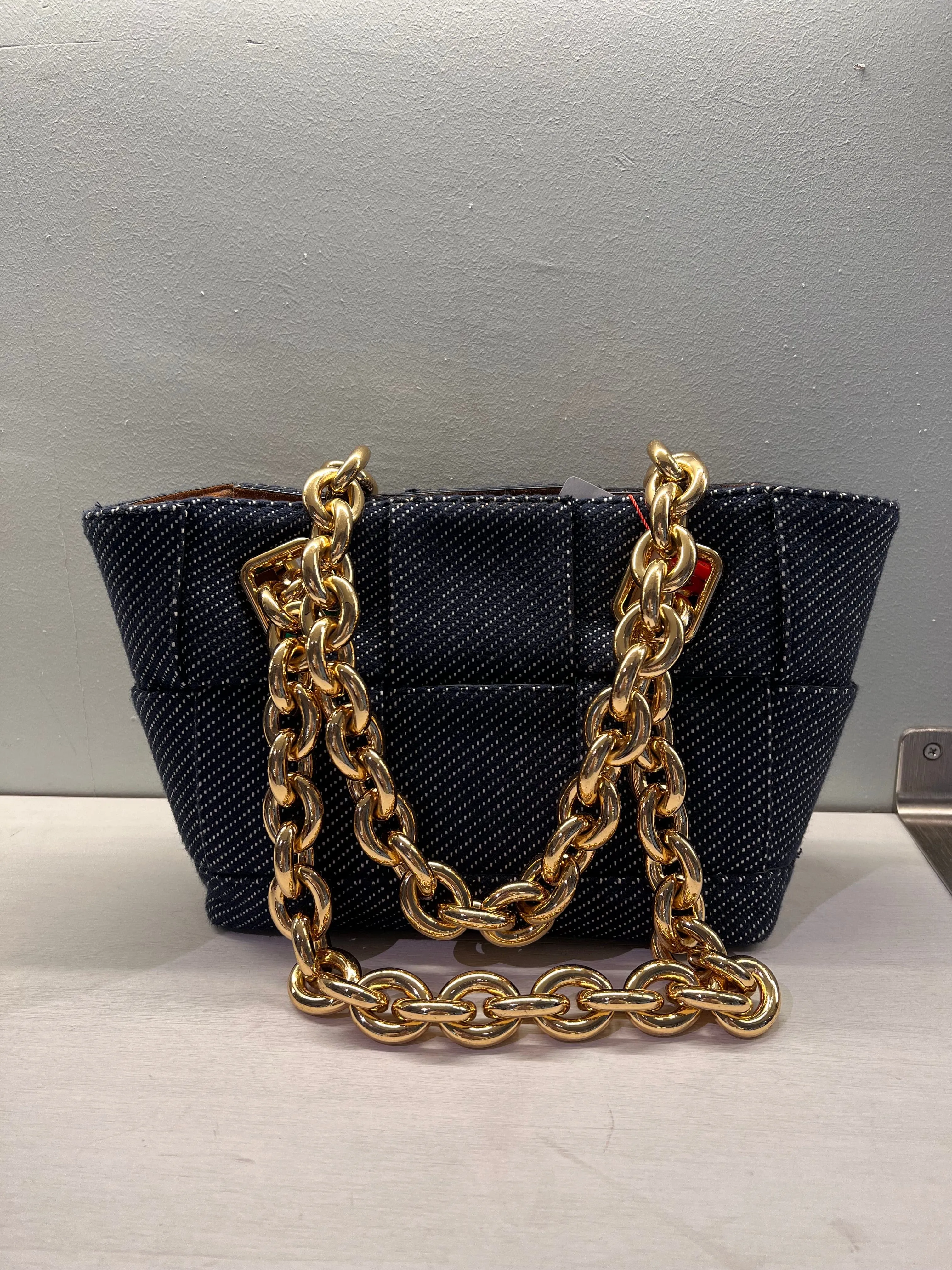 Bottega Veneta Arco Chain Blue Handbag in Denim SYCC119