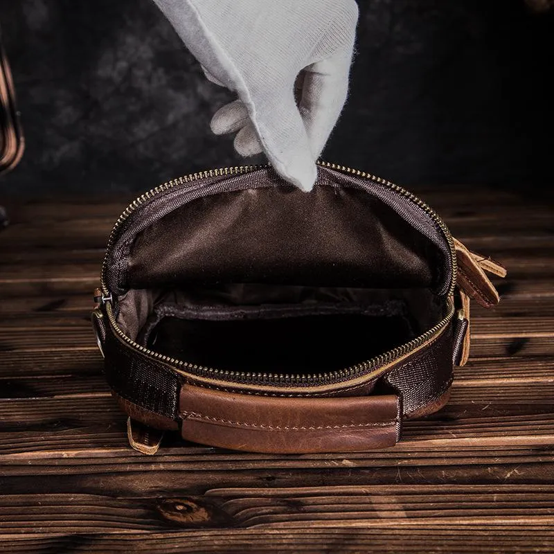 Brown LEATHER MENS Small Vertical Courier Bag SHOULDER BAG SIDE BAG COURIER BAG MESSENGER BAG FOR MEN