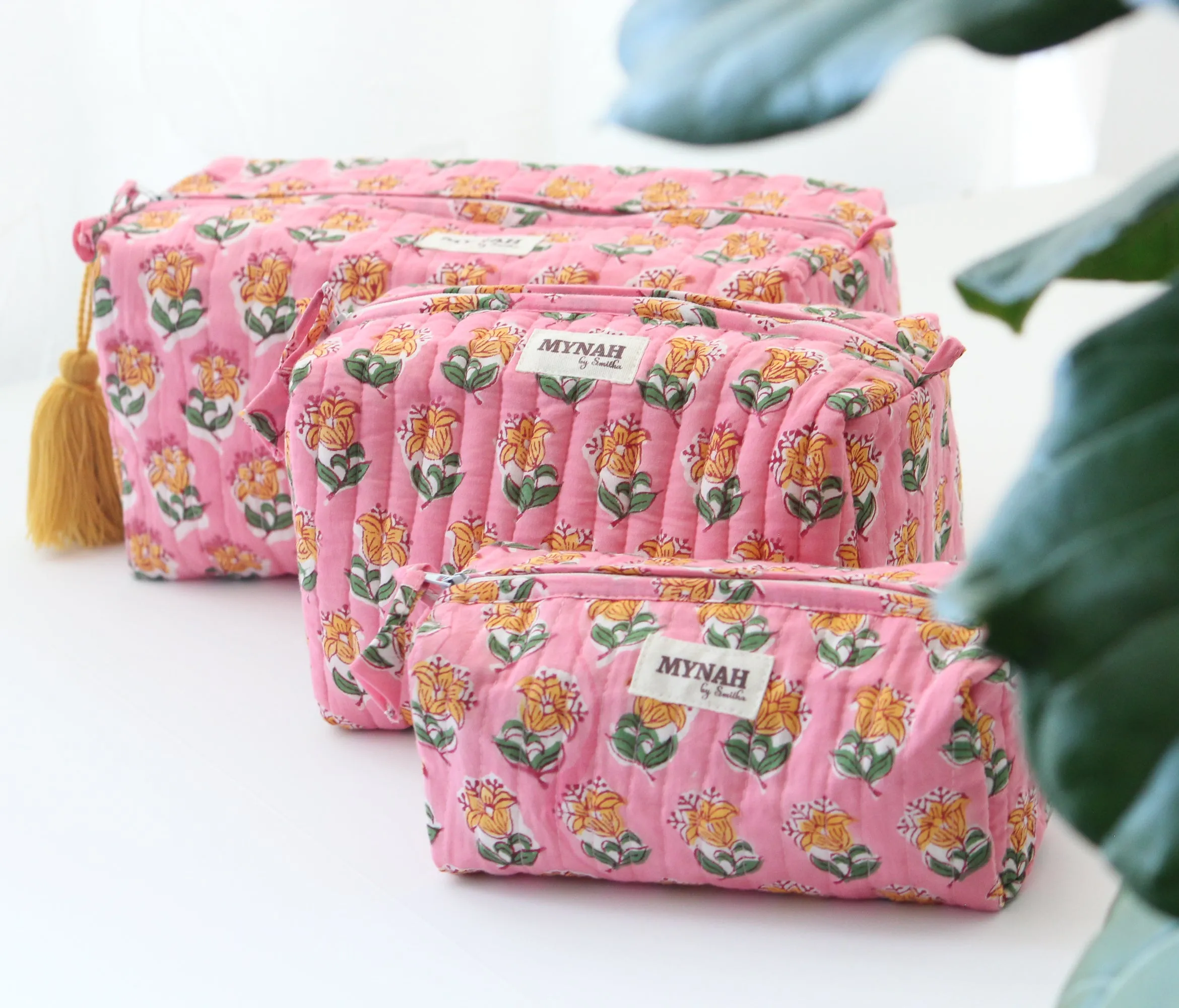 'BUBBLEGUM MOTIF'  printed travel/makeup zipper pouch-LARGE only