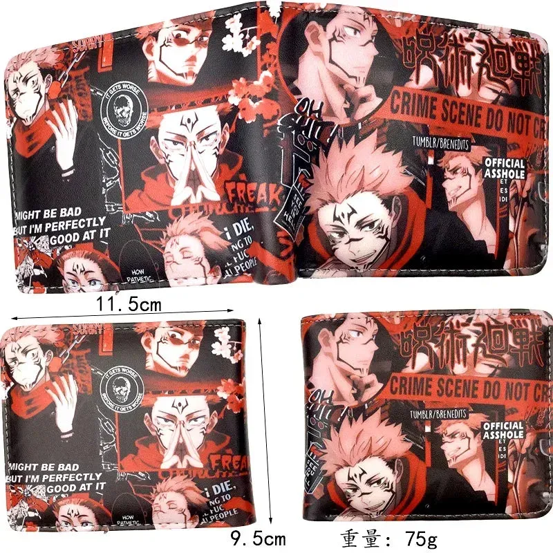 Cartoon Jujutsu Kaisen Satoru Gojo Bifold Short Men's Wallets Itadori Yuji Fushiguro Megumi Women Card Holders Coin Purse