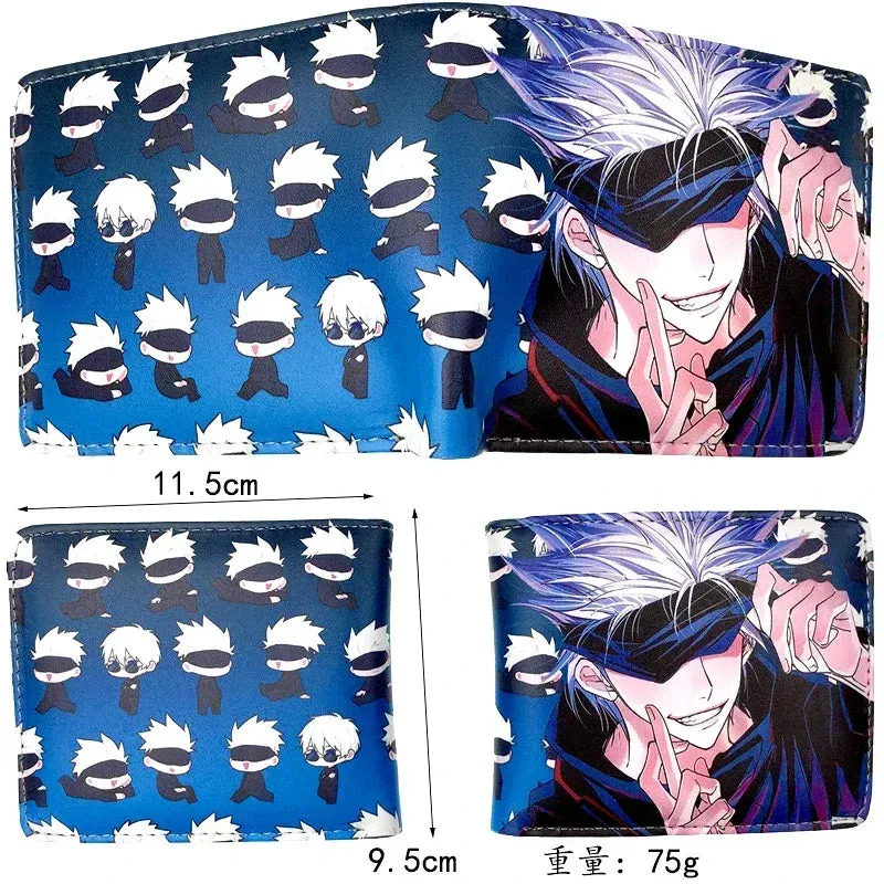 Cartoon Jujutsu Kaisen Satoru Gojo Bifold Short Men's Wallets Itadori Yuji Fushiguro Megumi Women Card Holders Coin Purse